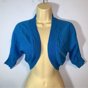 New York & co Blue Women's shrug bolaro cropped open sweater medium